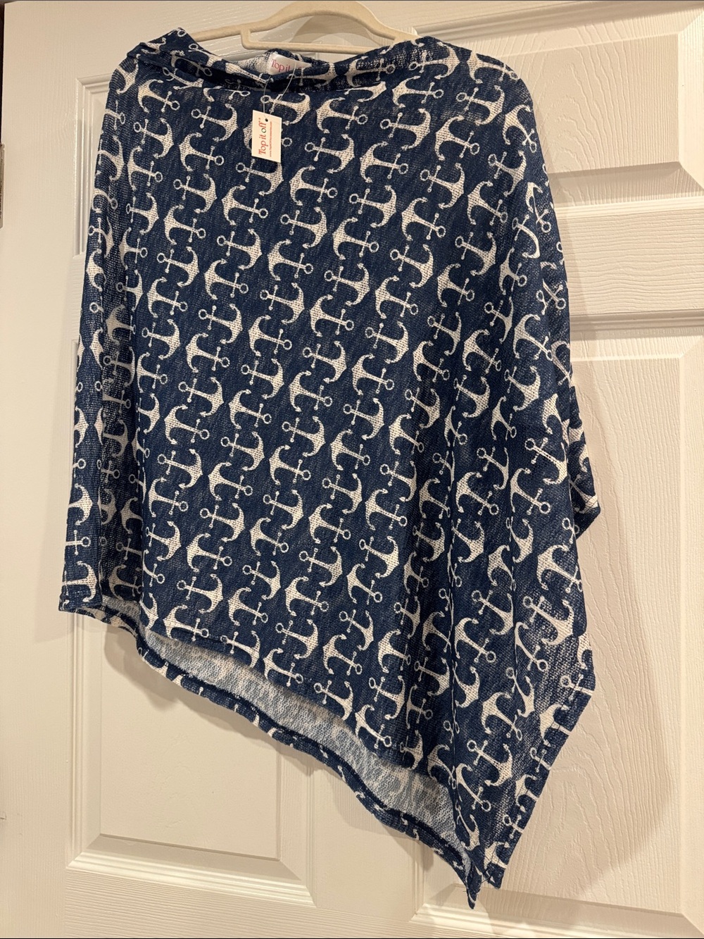 Navy Anchor Pattern Knit Wrap Scarf - Unbranded - Picture 3 of 5